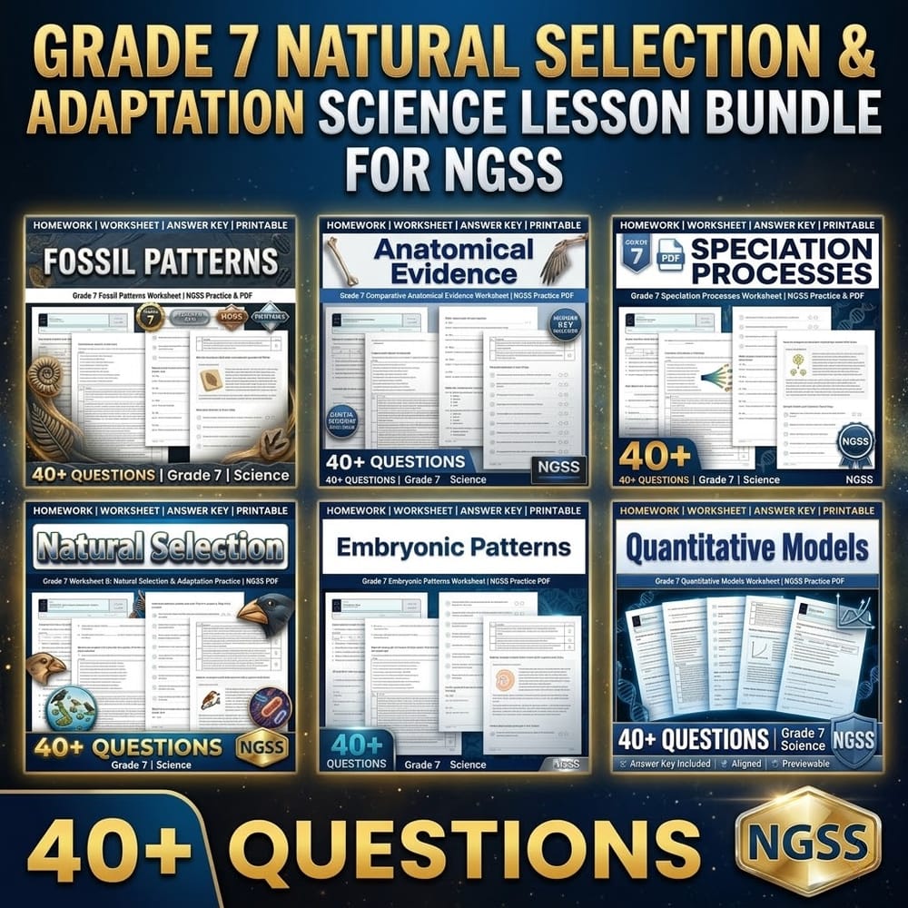 Grade 7 Natural Selection & Adaptation Science Lesson Bundle for NGSS — bundle cover