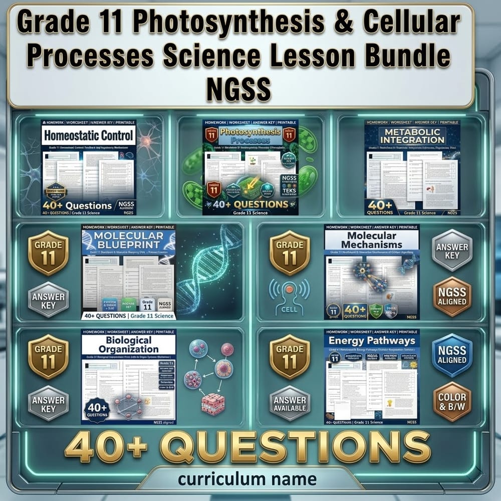 Grade 11 Photosynthesis & Cellular Processes Science Lesson Bundle NGSS — bundle cover