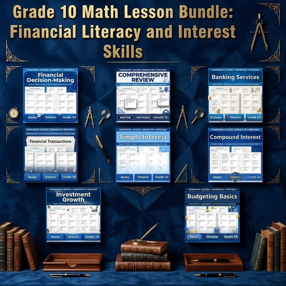 Grade 10 Math Lesson Bundle: Financial Literacy and Interest Skills — bundle cover