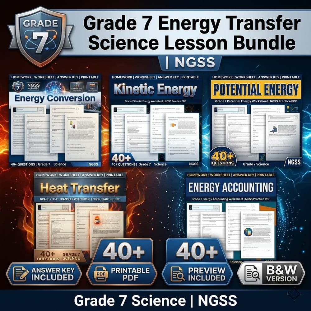 Grade 7 Energy Transfer Science Lesson Bundle | NGSS — bundle cover