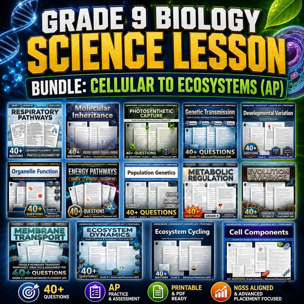Grade 9 Biology and Ecosystems Science Lesson Bundle for Advanced Placement (AP) — bundle cover
