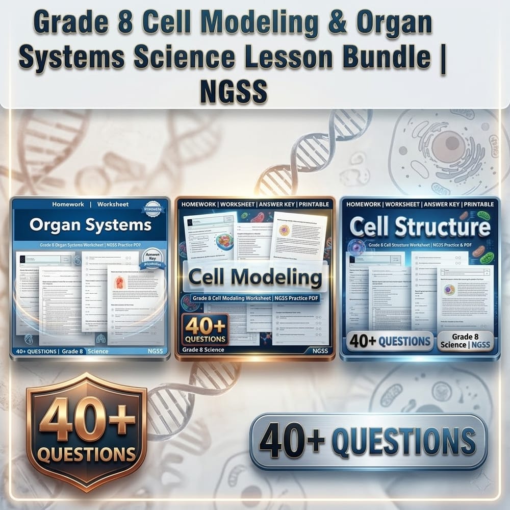 Grade 8 Cell Modeling & Organ Systems Science Lesson Bundle | NGSS — bundle cover