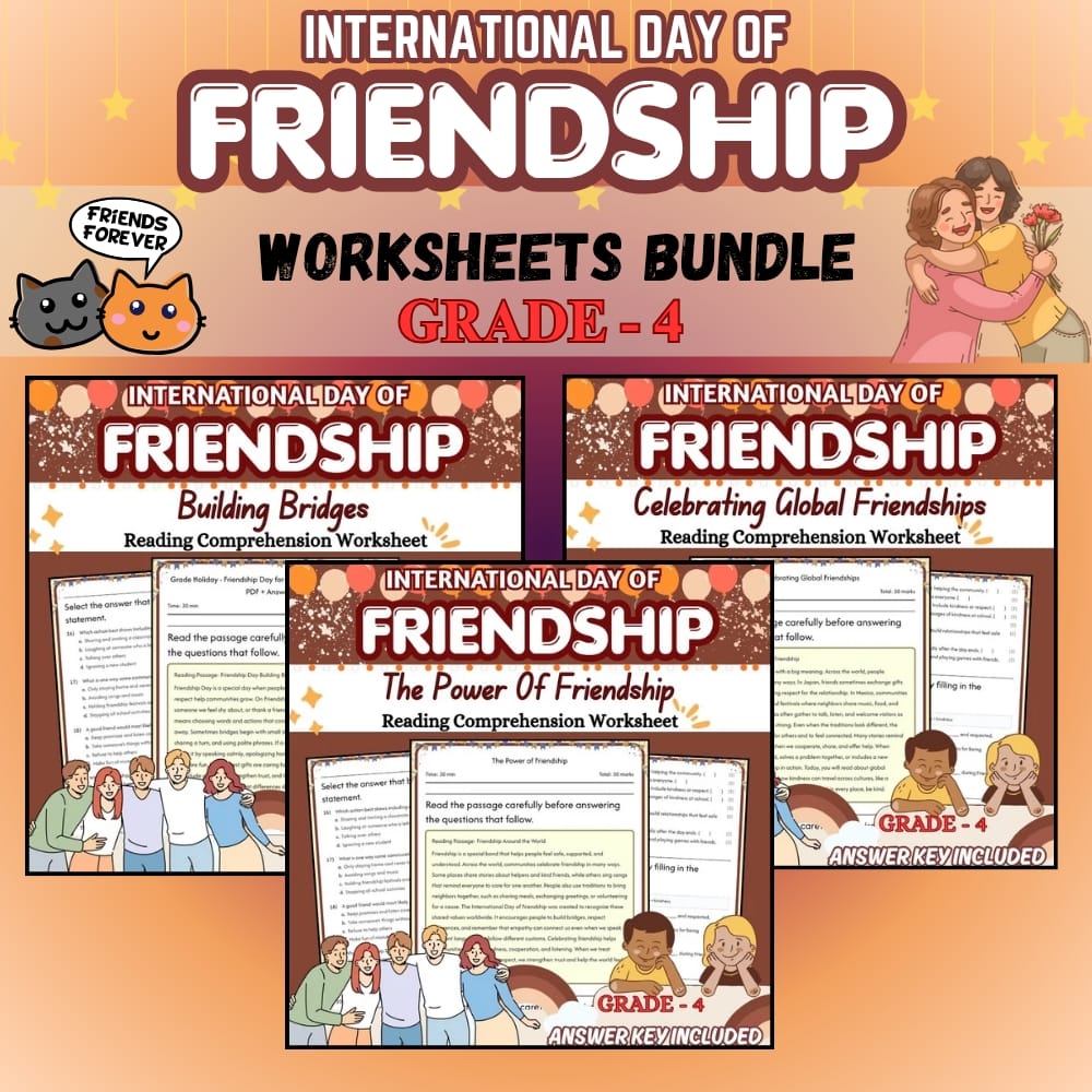Grade 4 Friendship Day Holiday Custom Bundle SEL Framework Values & Respect — bundle cover