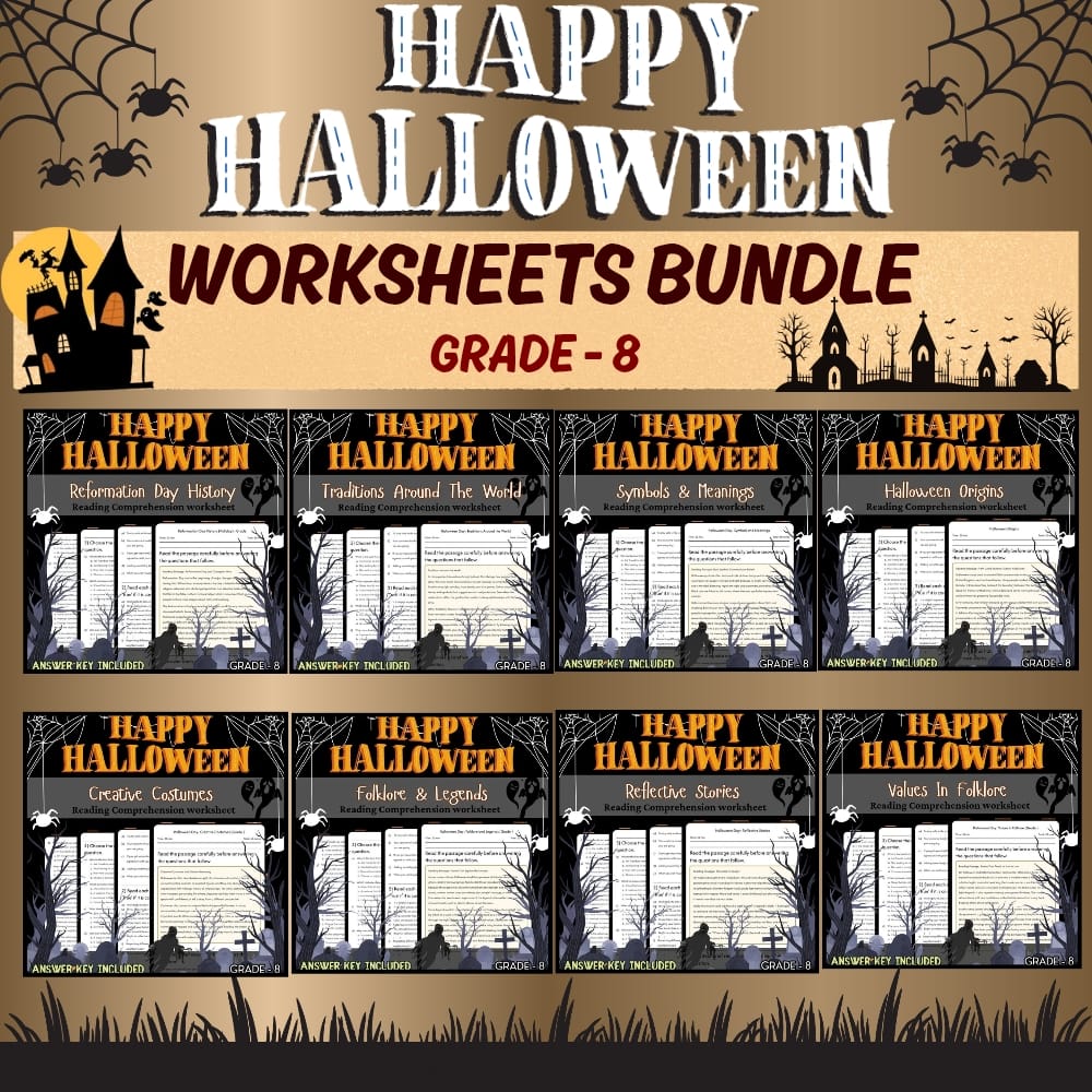 Grade 8 Halloween Day Lesson Bundle | Holiday | October Framework — bundle cover