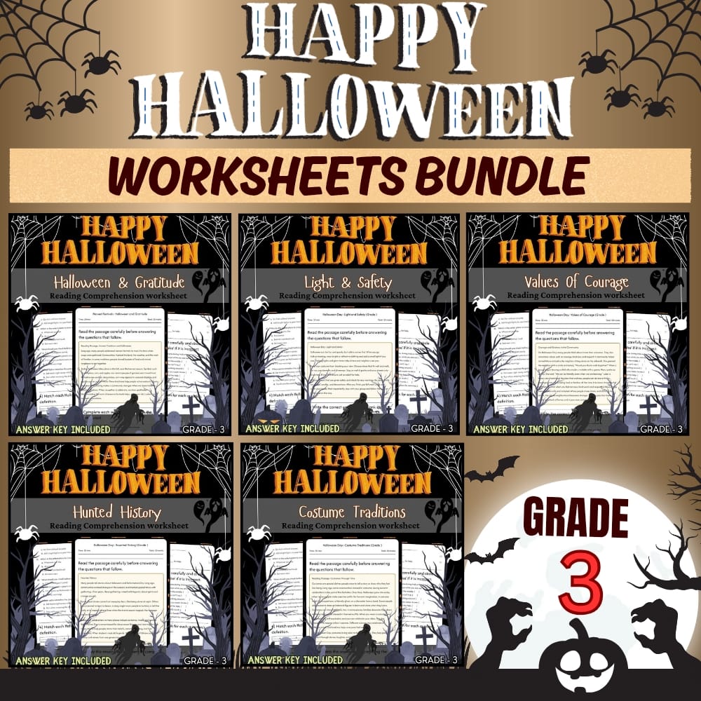 Grade 3 Halloween Day Holiday Lesson Bundle | October Framework — bundle cover