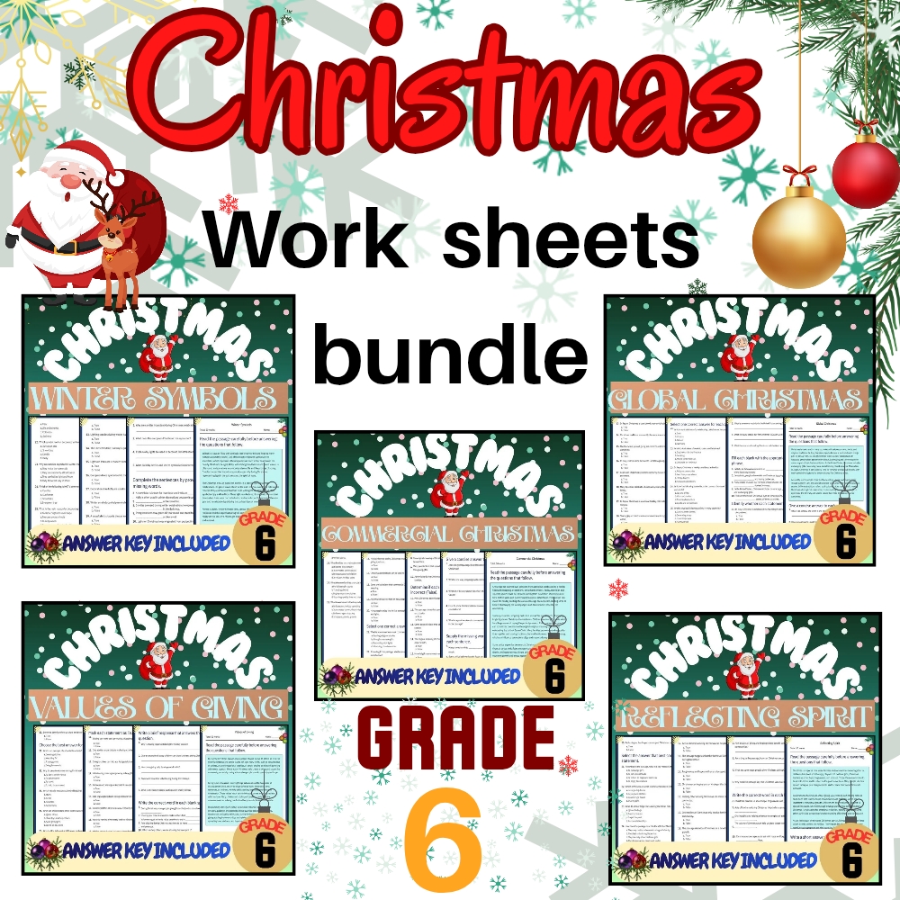 Grade 6 Seasonal Curriculum Bundle | Reflecting, Giving & Symbols Worksheets — bundle cover