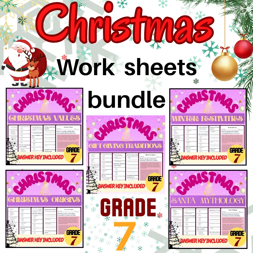 Grade 7 Seasonal Bundle| Holiday Traditions & Cultural Lessons(PDF + Answer Key) — bundle cover