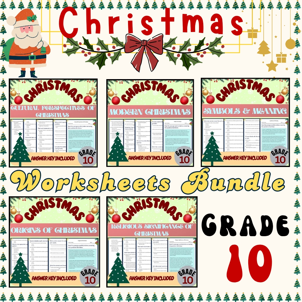 Grade 10 Seasonal Bundle – Christmas Traditions & Symbols (PDF + Answer Keys) — bundle cover