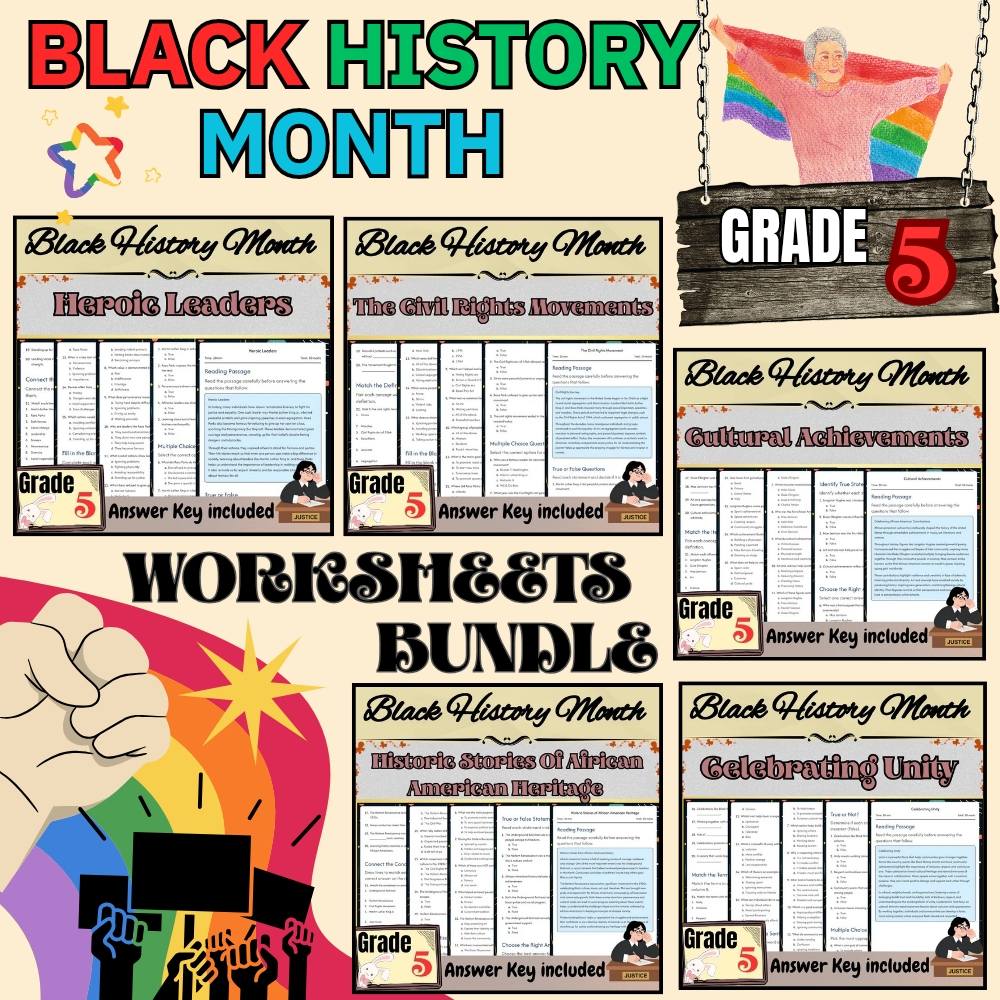 Grade5 Seasonal Unit|Cultural Heritage & Civil Rights Worksheets(PDF+Answer Key) — bundle cover