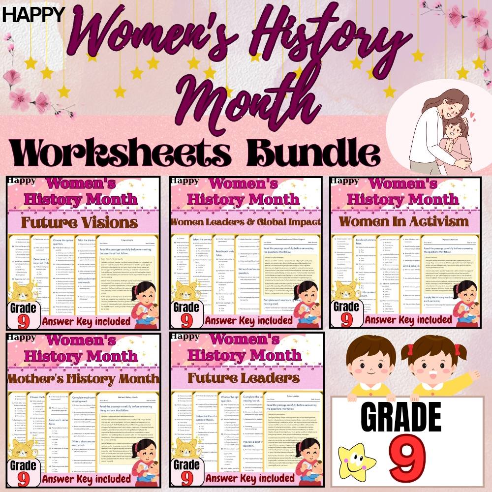 Grade9 Seasonal & Women in Activism UNIT Bundle(Worksheet Pack with Answer Keys) — bundle cover