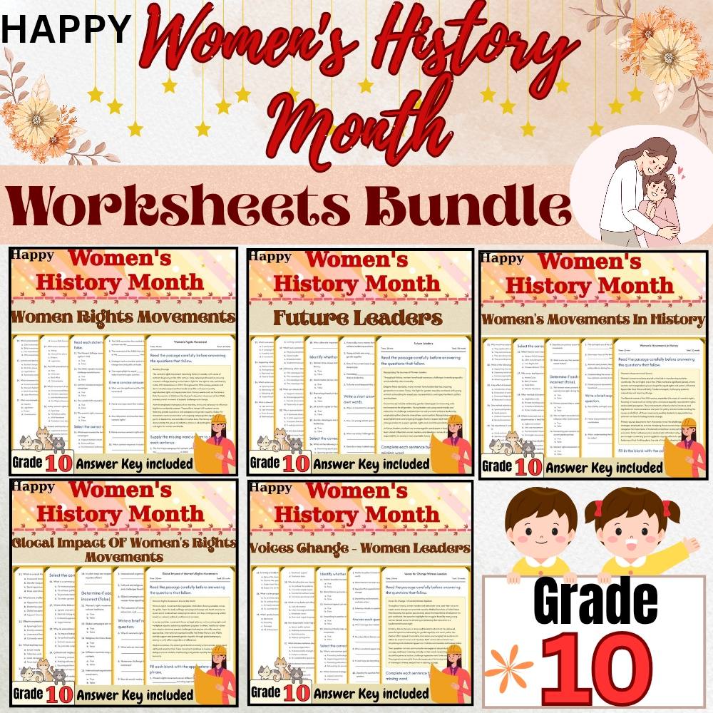 Grade 10 | Women's Movements & Rights Worksheet Bundle (Answer Key Included) — bundle cover