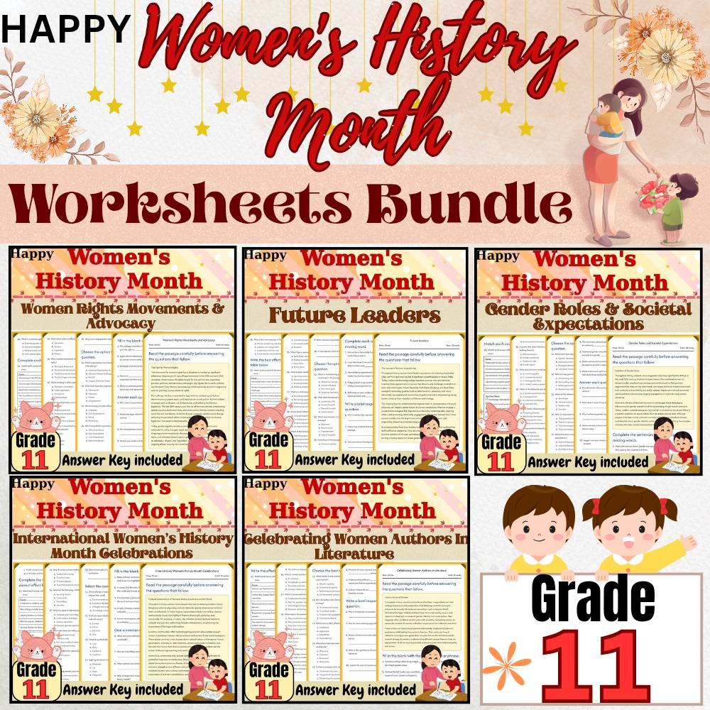Grade 11 Women’s Rights & Cultural Awareness Worksheets Bundle (PDF+Answer Keys) — bundle cover