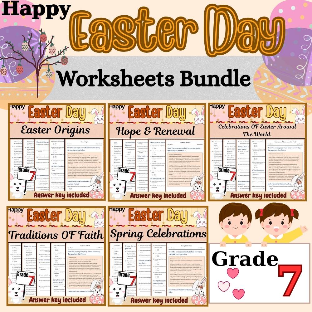Grade 7 Holiday Activities Bundle|Easter Traditions & Symbols (PDF + Answer Key) — bundle cover