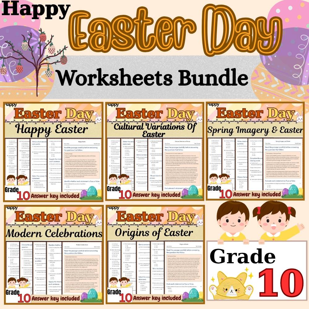 Grade 10 Seasonal Holidays Bundle | Easter Worksheet Pack (PDF + Answer Key) — bundle cover