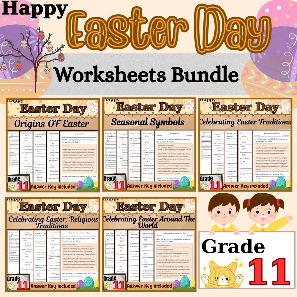 Grade 11 Seasonal Unit | Celebrating Easter Traditions & Symbols Worksheet Pack — bundle cover