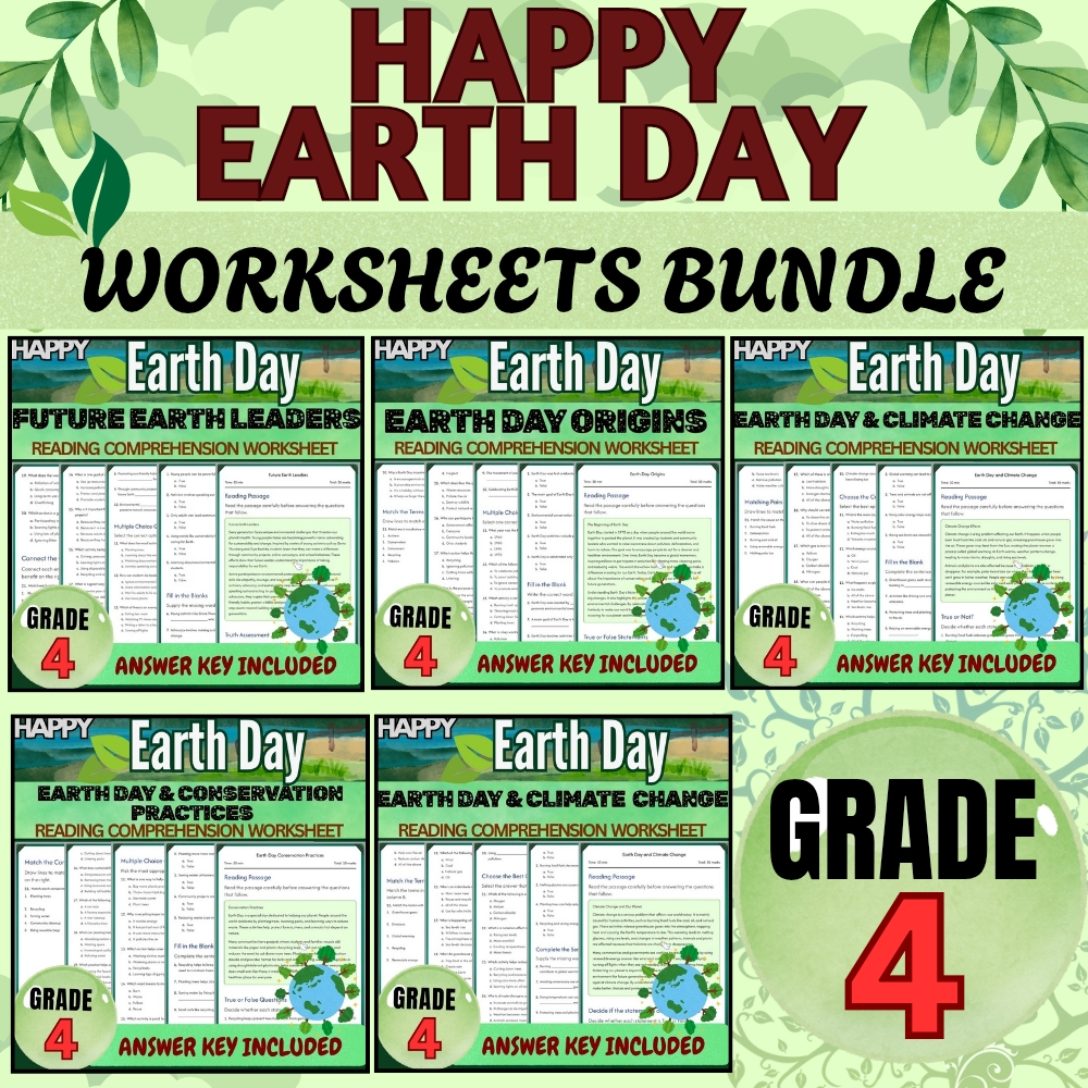 Grade 4 Seasonal Science UNIT Bundle | Earth Day & Climate Change Worksheets — bundle cover