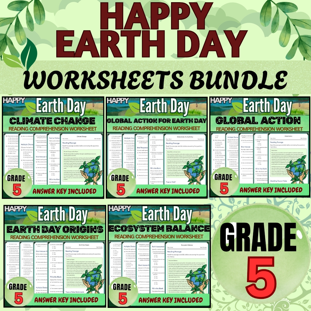 Grade 5 Seasonal Science Unit Bundle | Earth Day & Climate Change Worksheets — bundle cover