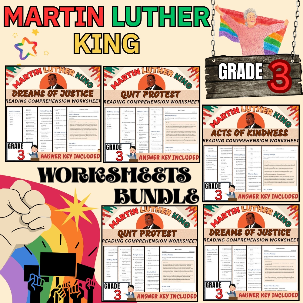 Grade 3 Seasonal|Martin Luther King Educational Unit Worksheet(PDF + Answer Key) — bundle cover