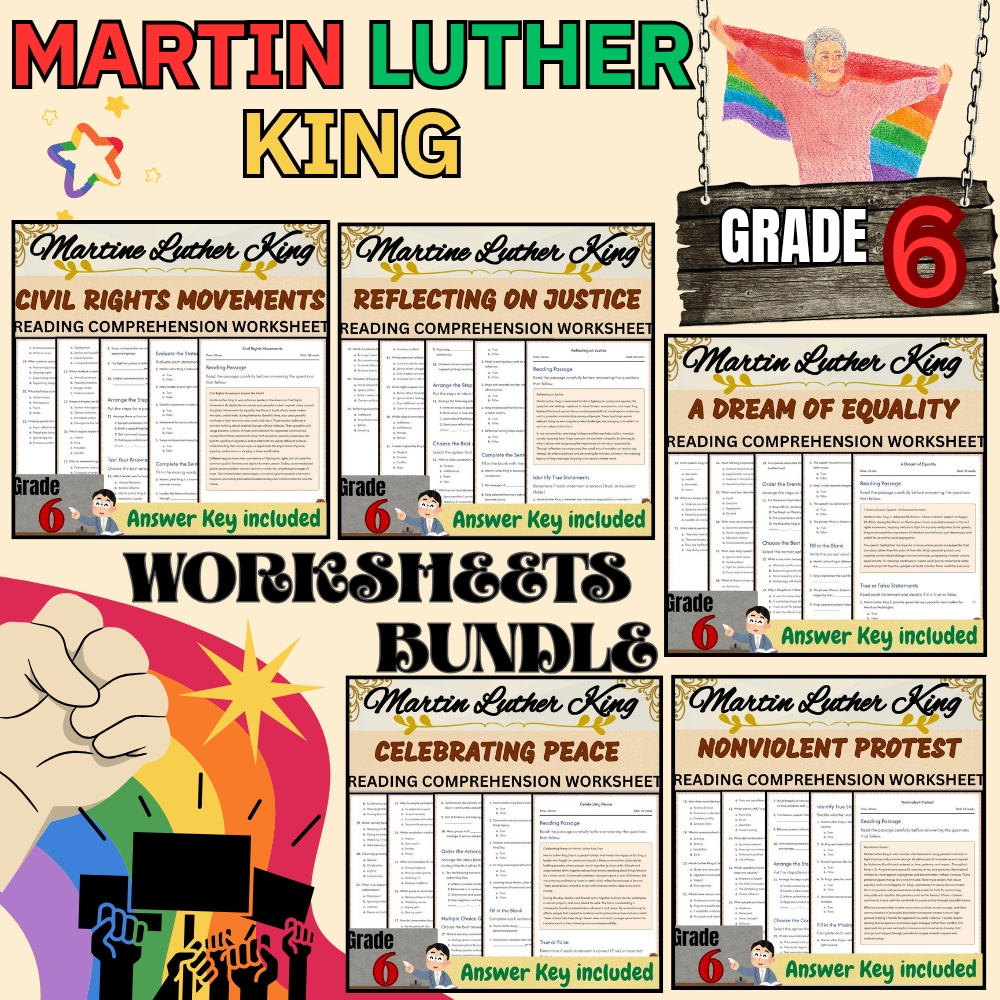 Grade 6 Social Studies | Civil Rights & Peace Lessons Bundle (Worksheet Pack) — bundle cover