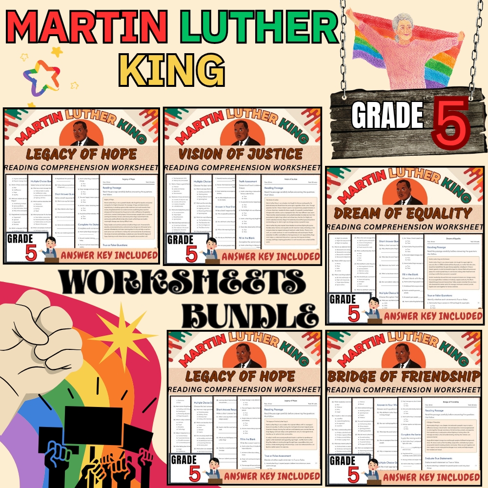 Grade 5 Social Studies | Martin Luther King Legacy & Equality Worksheets Bundle — bundle cover