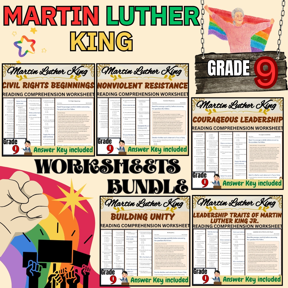 Grade 9 Social Studies |Civil Rights & Nonviolent Resistance Unit Worksheet Pack — bundle cover