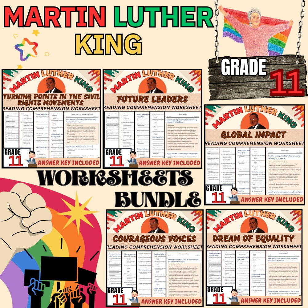 Grade 11 Social Studies | Civil Rights & Martin Luther King Unit Worksheet Pack — bundle cover
