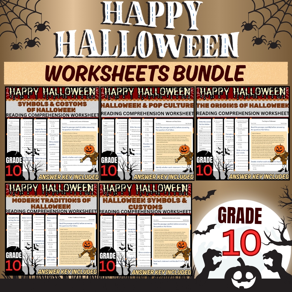 Grade 10 Seasonal Holidays & Symbols Unit Worksheet Bundle(Answer Keys Included) — bundle cover