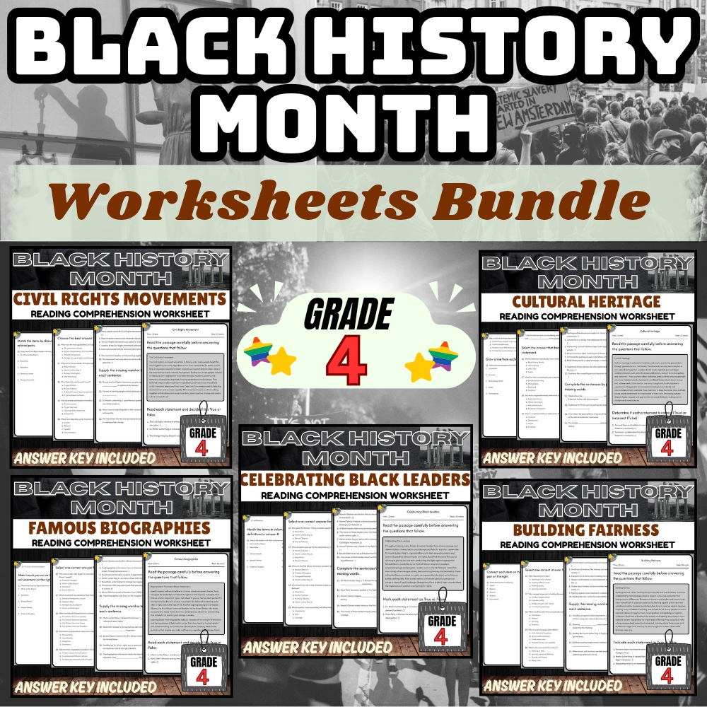 Grade 4 Black History Month Bundle | Civil Rights, Leaders & Heritage Activities — bundle cover