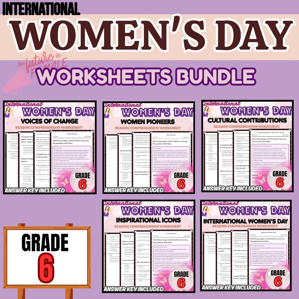 Grade 6 Women's History Month Kickoff Bundle | Holiday & Cultural Contributions — bundle cover