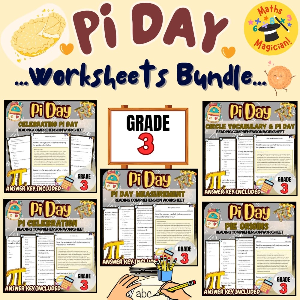 Grade 3 Pi Day Lesson Bundle | Circle Concepts & Ratios for Elementary — bundle cover
