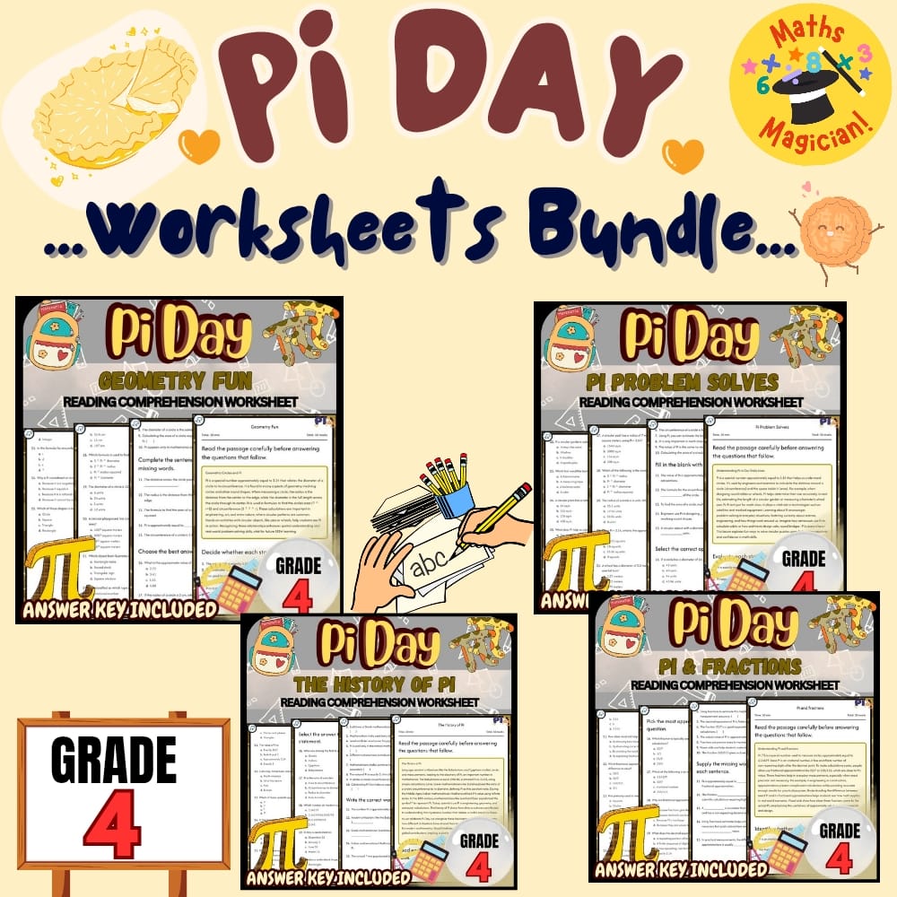 Grade 4 Pi Day Lesson Bundle | Celebrating Pi, Circles & Geometry — bundle cover