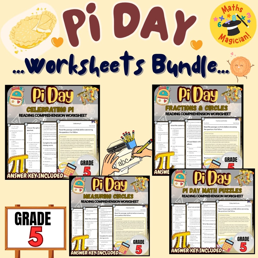 Grade 5 Pi Day STEM Lesson Bundle for Mathematics & Holidays — bundle cover