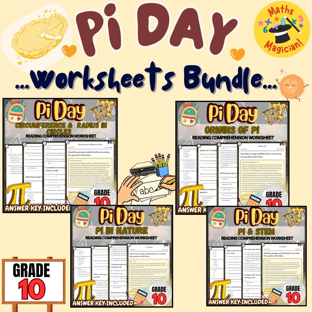 Grade 10 Pi Day & Math Celebration Lesson Bundle — bundle cover