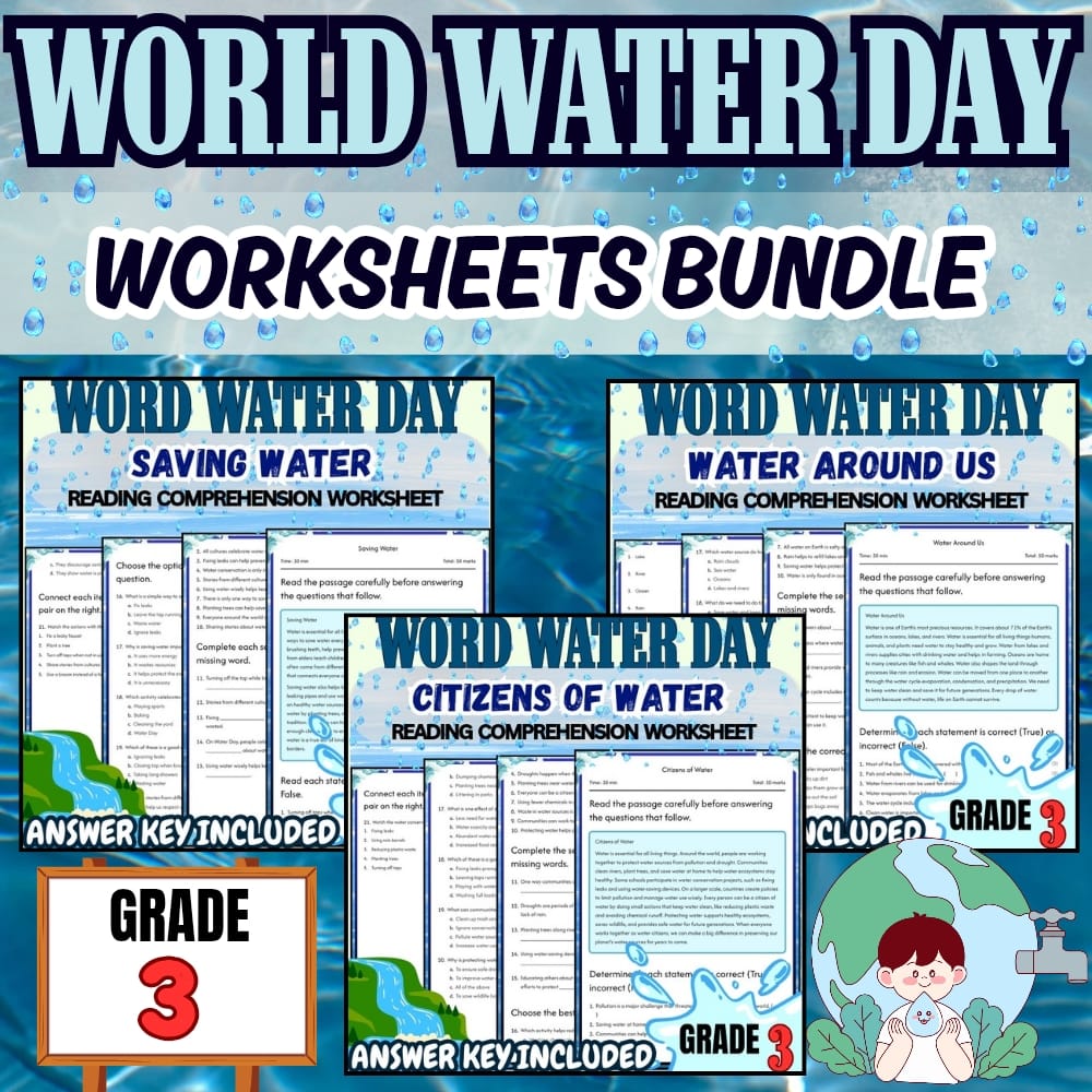 Grade 3 World Water Day Lesson Bundle - Water Conservation & Saving Water — bundle cover
