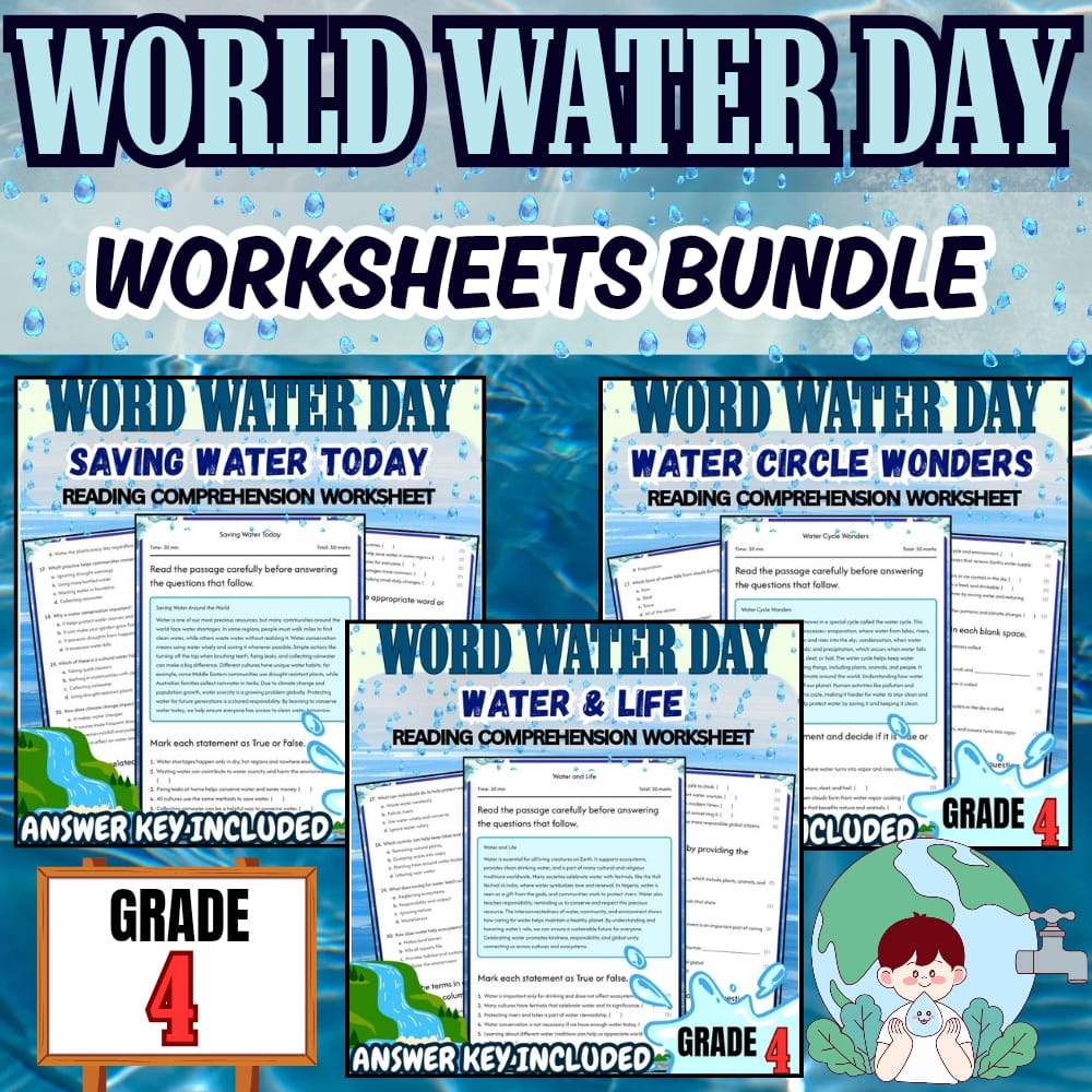 Grade 4 Water Day Lesson Bundle | Water Conservation & Water Cycle Activities — bundle cover