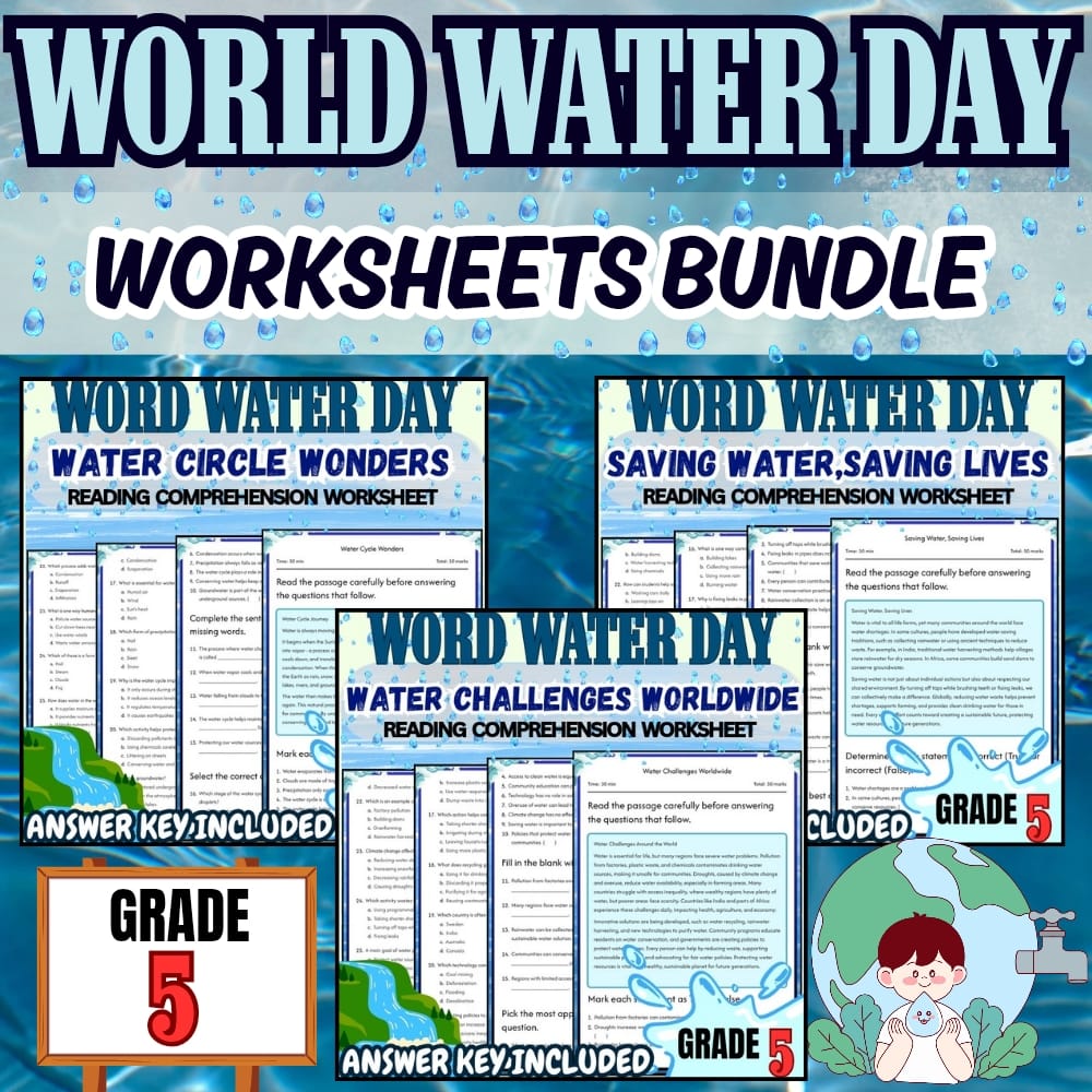 Grade 5 Water Day Lesson Bundle | Water Conservation and Water Cycle Activities — bundle cover