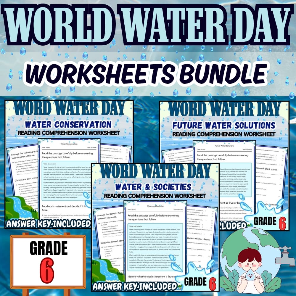 Grade 6 Water Conservation and Solutions Lesson Bundle for World Water Day — bundle cover