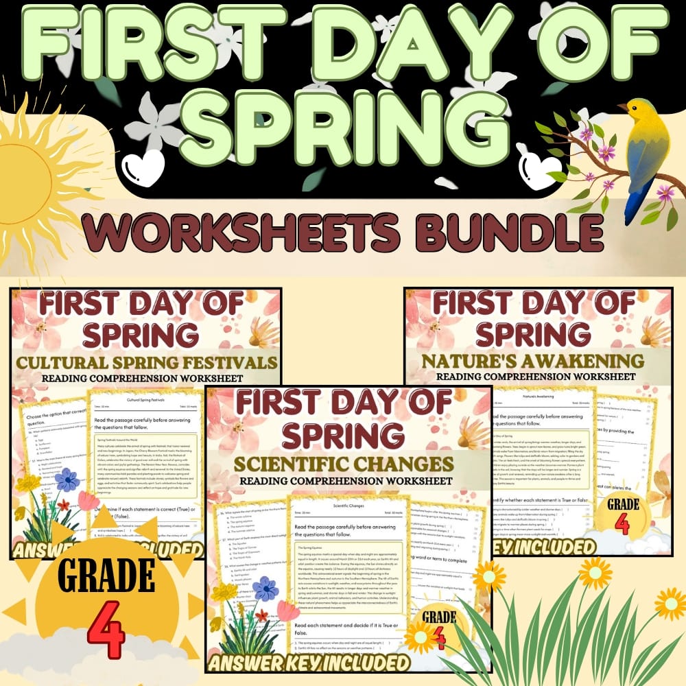 Grade 4 Holiday Worksheets Bundle for Cultural Festivals & Scientific Changes — bundle cover