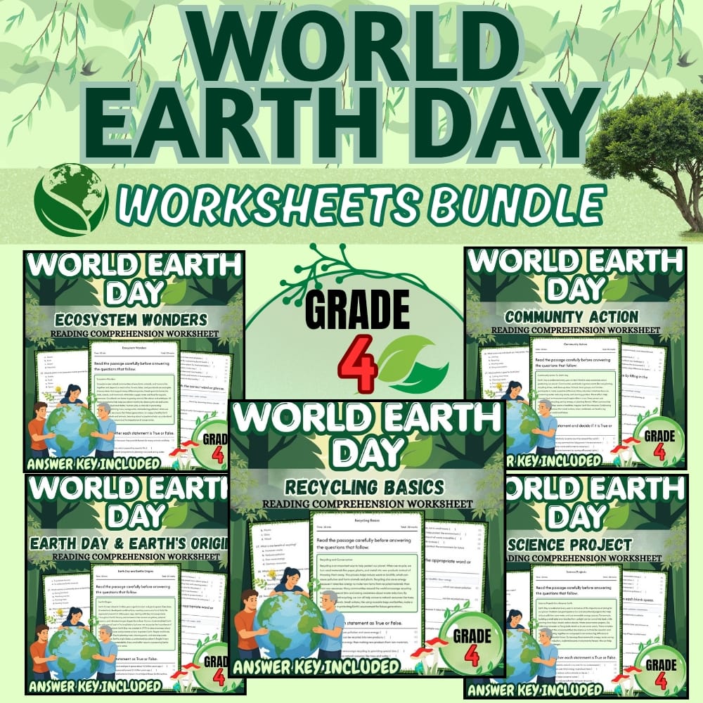 Grade 4 Earth Day Lesson Bundle: Environmental Awareness & Ecosystems — bundle cover