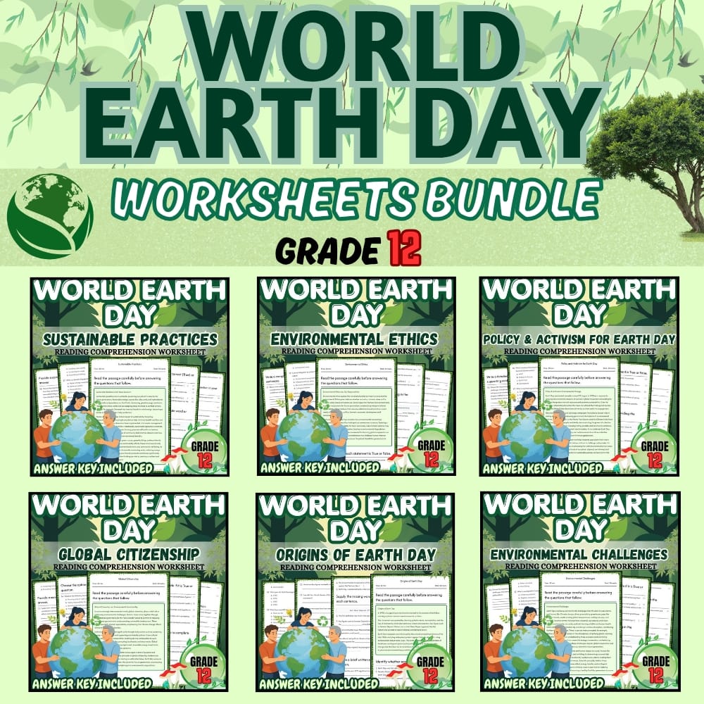 Grade 12 Earth Day Holiday Worksheets Bundle | Environmental Science — bundle cover