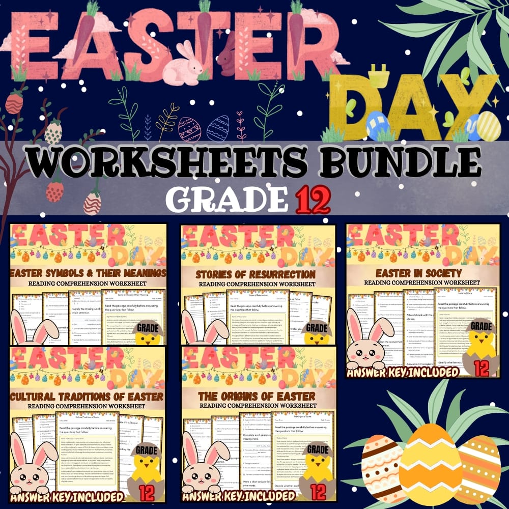 Grade 12 Easter Day Holiday Custom Bundle: C3 Framework Worksheets — bundle cover