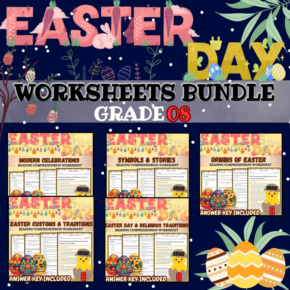 Grade 8 Easter Holiday Lesson Bundle: Inquiry Framework Worksheets — bundle cover