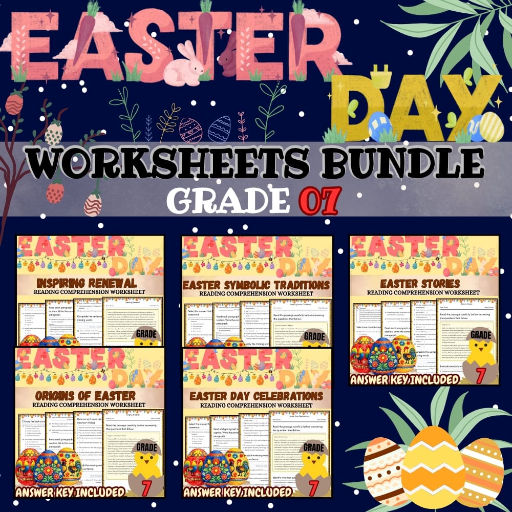 Grade 7 Easter Holiday Reading Comprehension Lesson Bundle | CCSS ELA — bundle cover