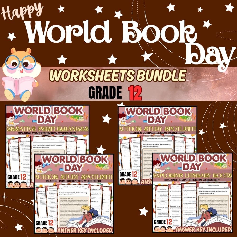 Grade 12 Holiday Word Book Day ELA Lesson Bundle: Common Core — bundle cover