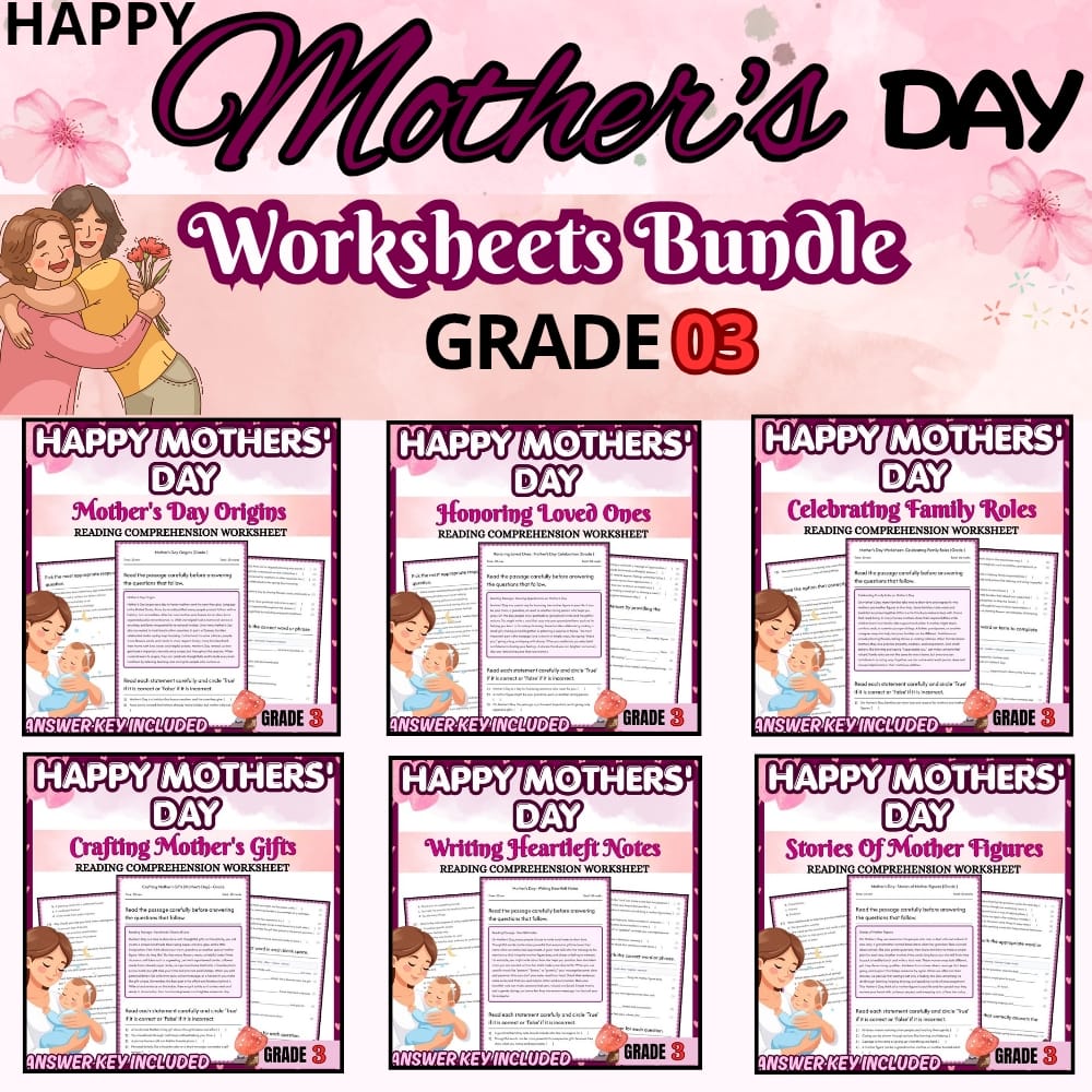 Grade 3 Mothers Day Holiday Writing Custom Bundle | CCSS ELA — bundle cover