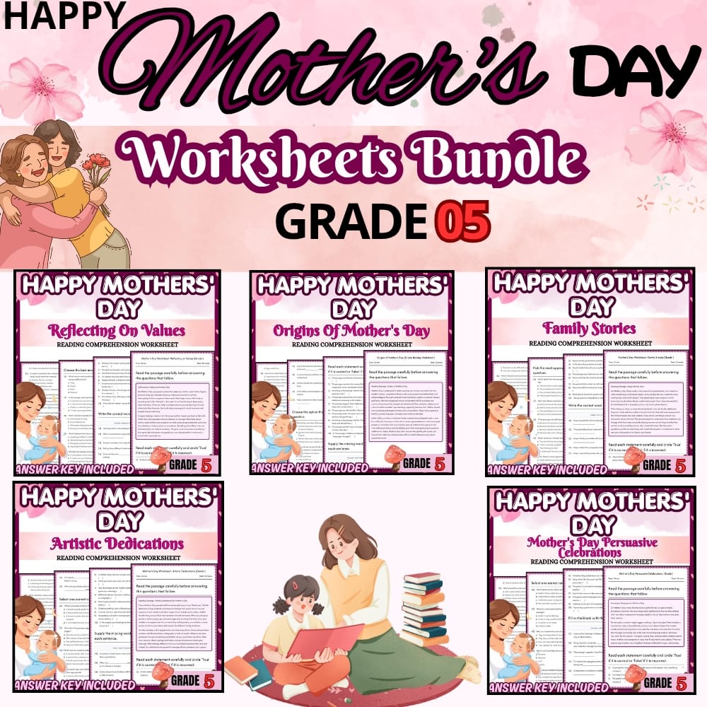 Grade 5 Holiday Mothers Day ELA Custom Bundle: Writing Workshop Framework — bundle cover