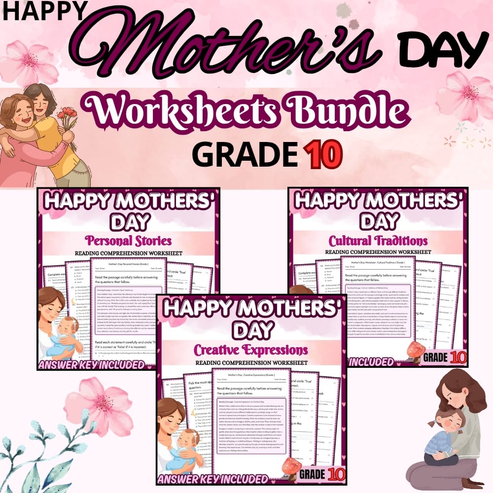 Grade 10 Mothers Day Holiday Lesson Bundle Creative Expression | Common Core ELA — bundle cover