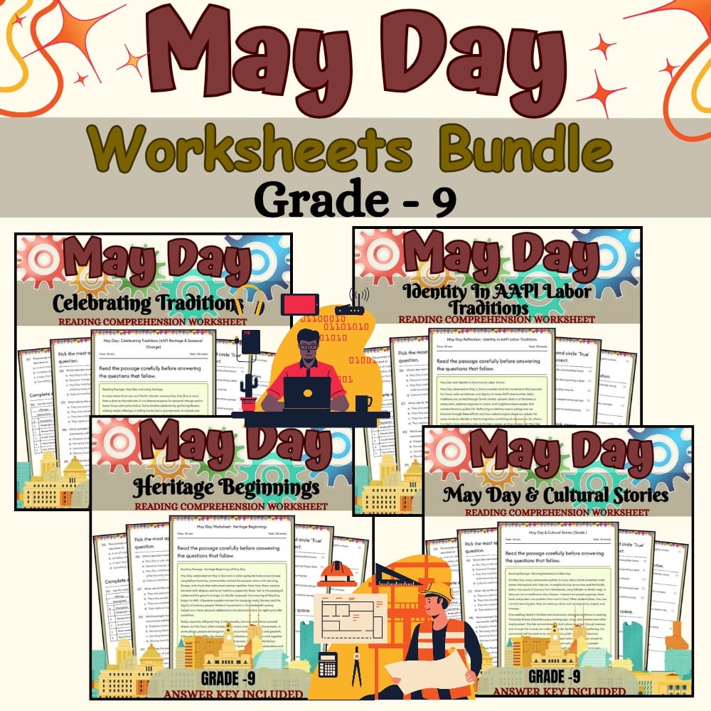 Grade 9 May Day Holiday Custom Bundle: Inquiry Framework Worksheets — bundle cover