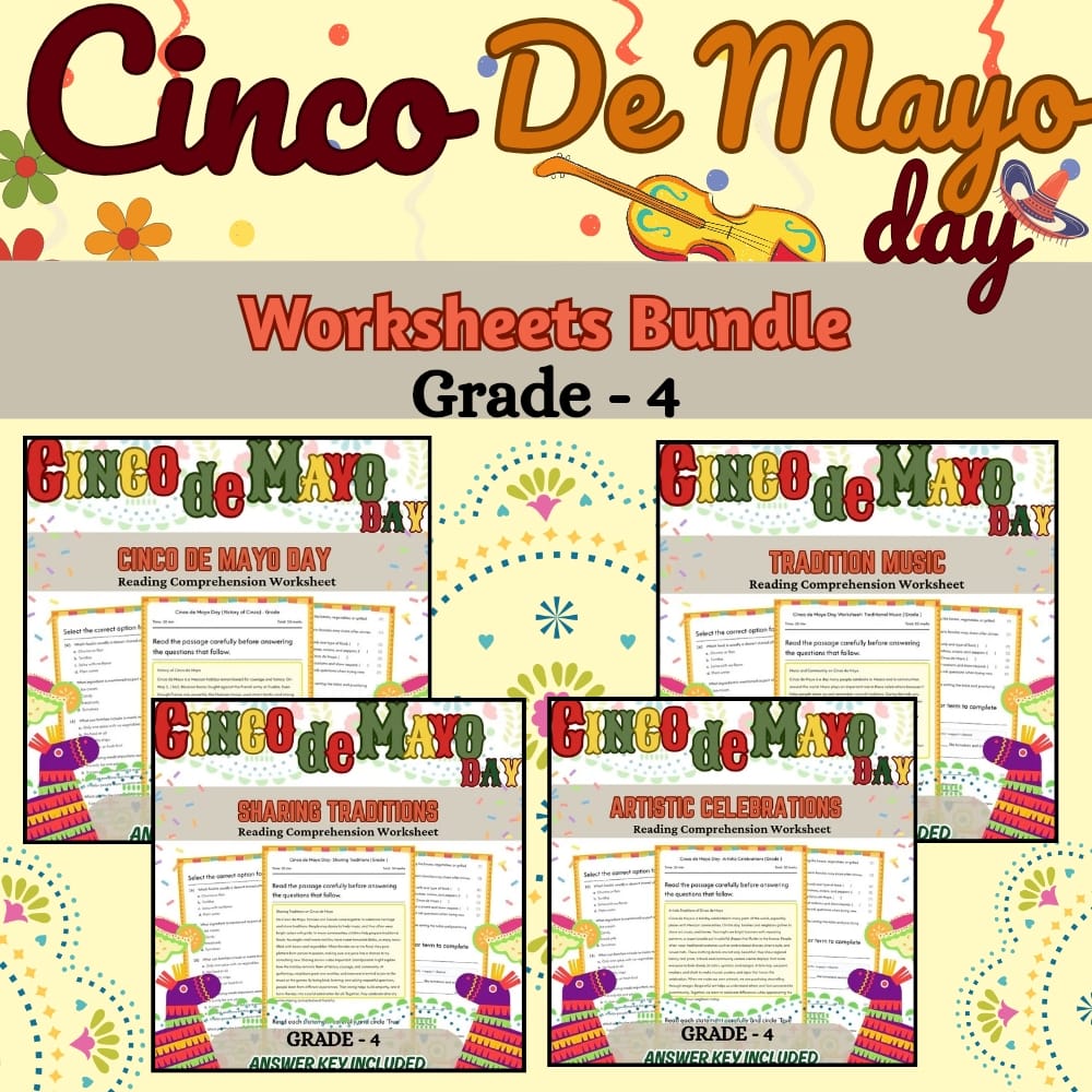 Grade 4 Cinco de Mayo Holiday History & Culture Lesson Bundle: C3 Framework — bundle cover