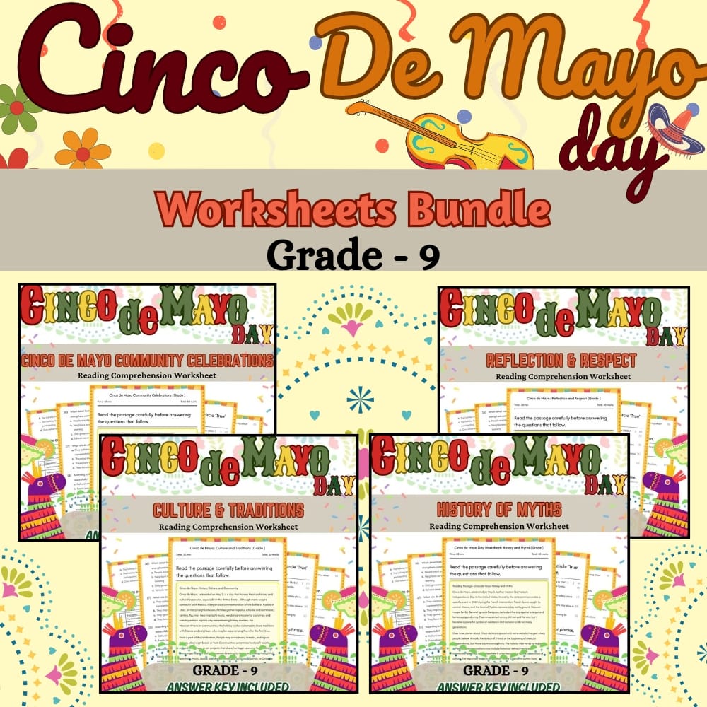 Grade 9 Cinco de Mayo Holiday Custom Bundle: C3 Framework Resource — bundle cover